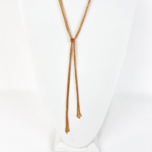 Sarah Coventry Necklace Lariat Multi Strand Open Wrap Gold Tone 37" Vintage - Picture 3 of 10
